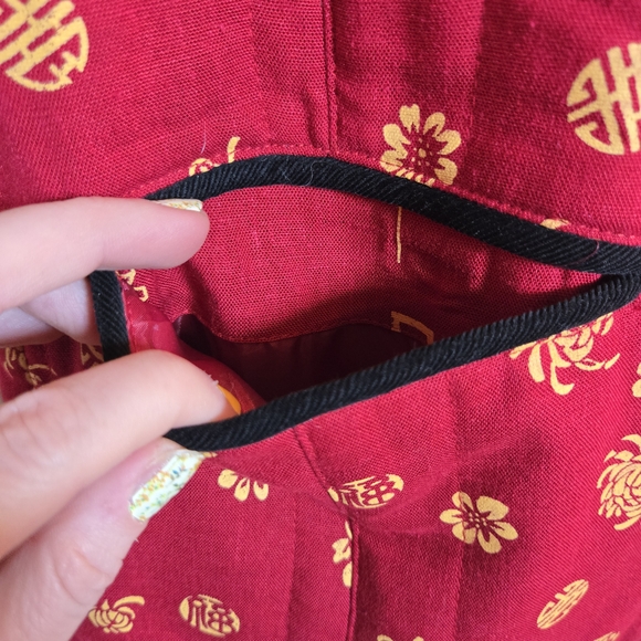 Deluxe Red Vest with Yellow Floral Design - Picture 3 of 4